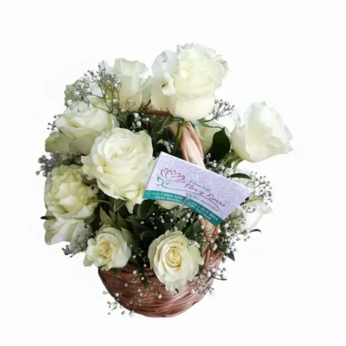 Canasto de 25 Rosas Blancas