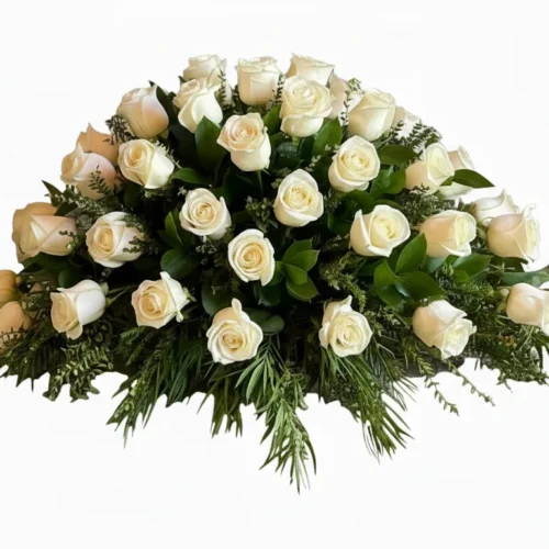 Cubre Urna de 50 Rosas blancas